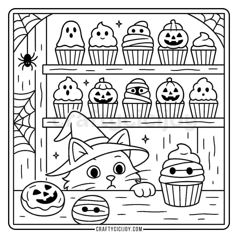 Free Cozy Halloween Coloring Pages (15 Printable PDFs) 3 3 1