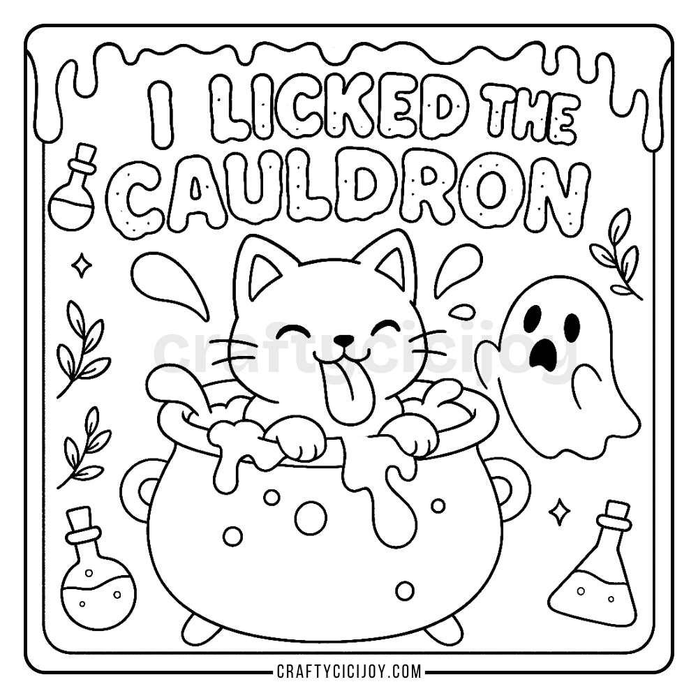 Free Cozy Halloween Coloring Pages (15 Printable PDFs) 4 4 1