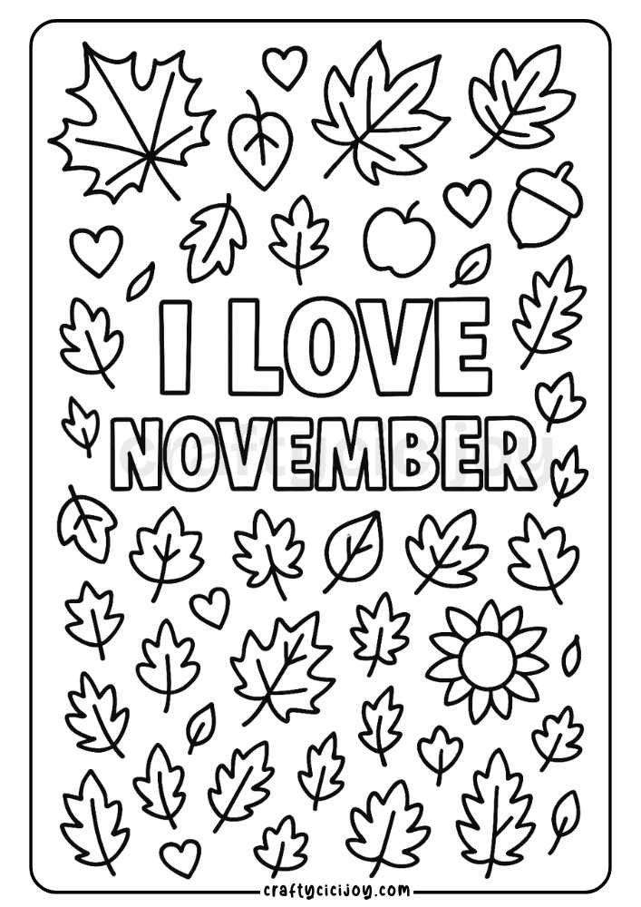 Cute November Coloring Page