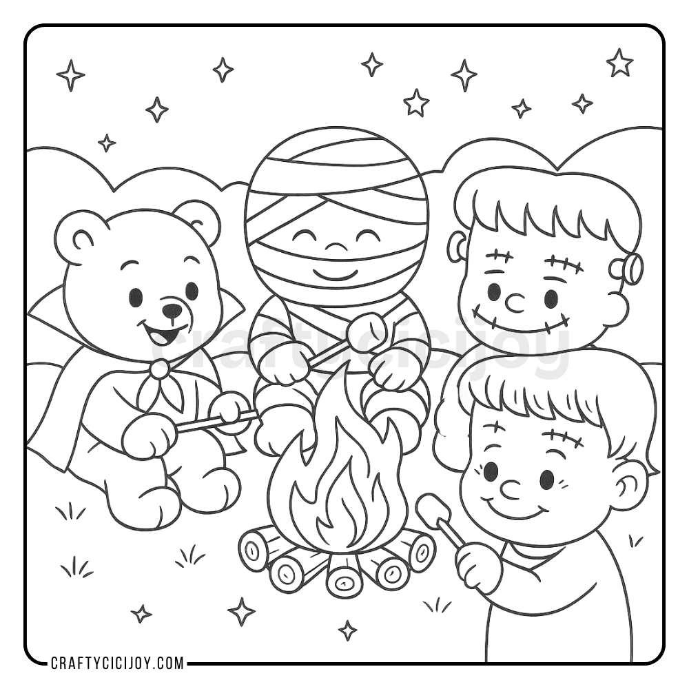 Free Cozy Halloween Coloring Pages (15 Printable PDFs) 7 7 1