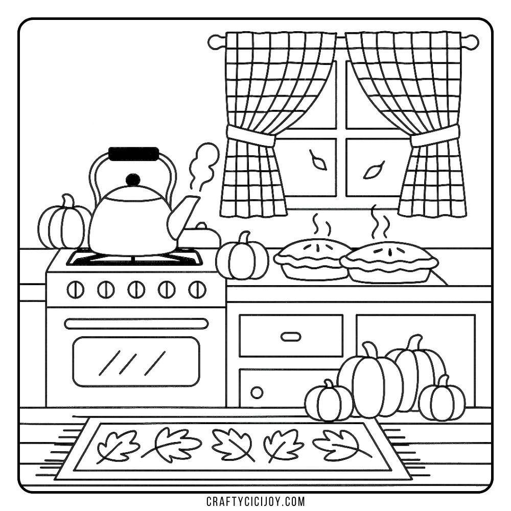 Cozy Fall Coloring Page 10