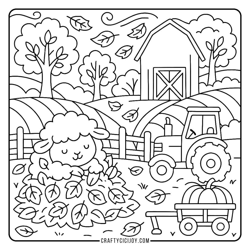 Cozy Fall Coloring Page 15