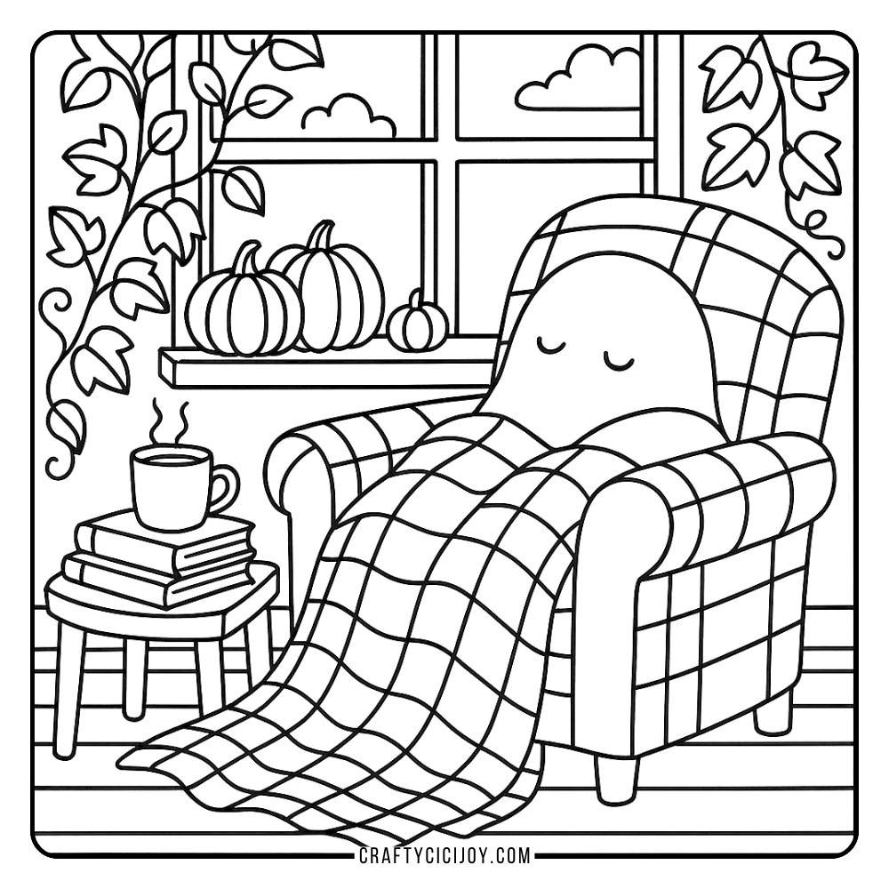 Cozy Fall Coloring Page 2