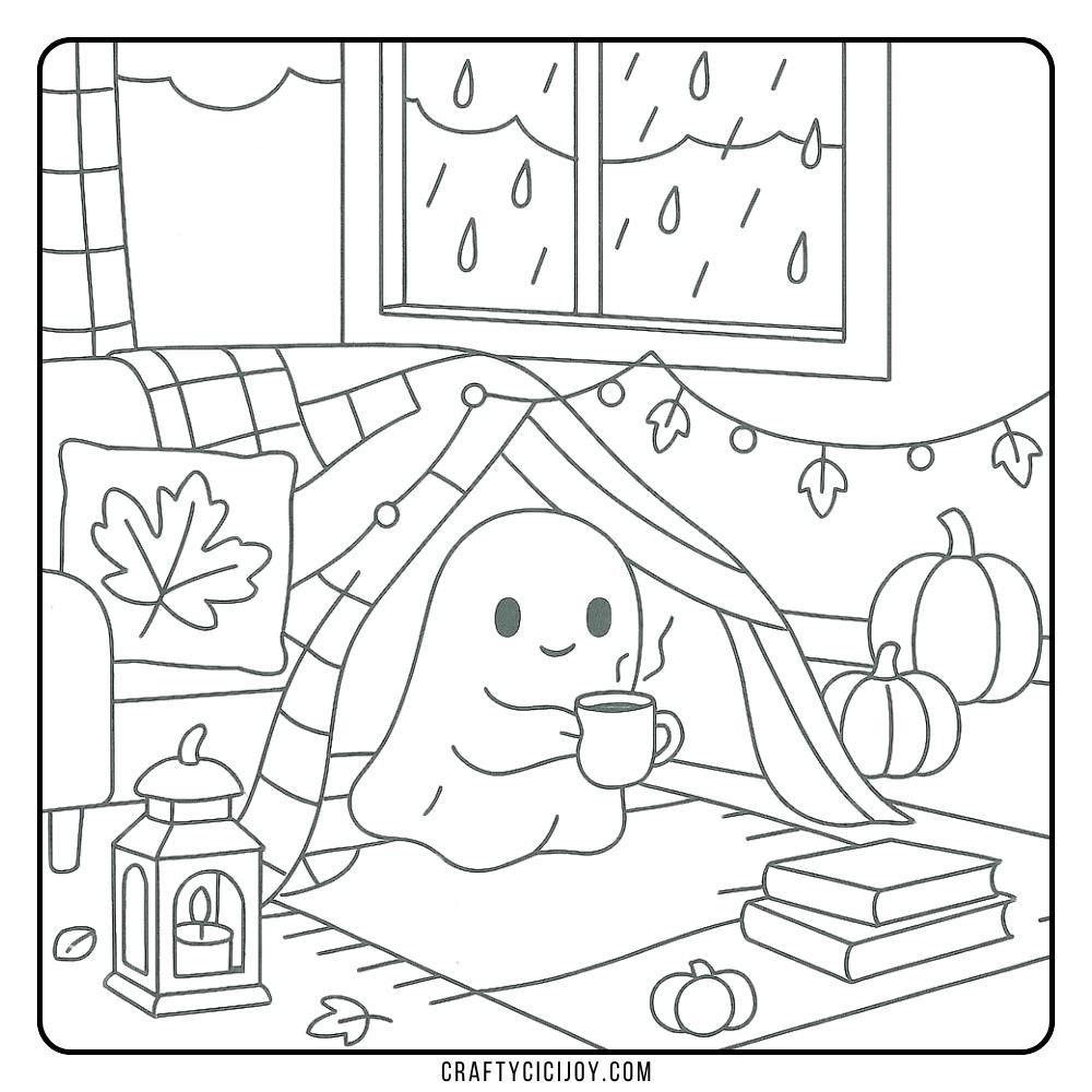 Cozy Fall Coloring Page 7