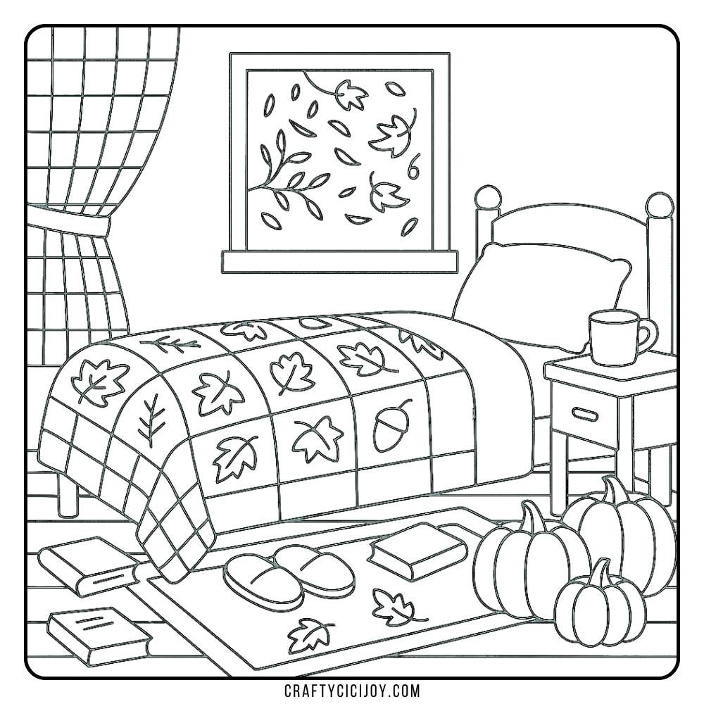 Cozy Fall Coloring Page 9