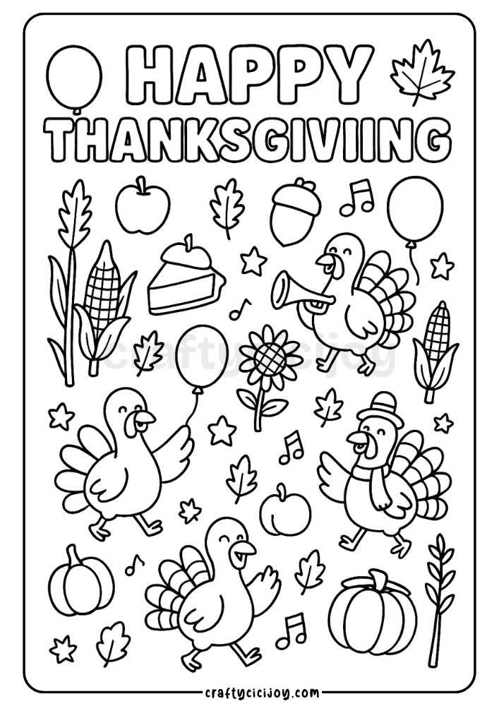 cute thanksgiving coloring page