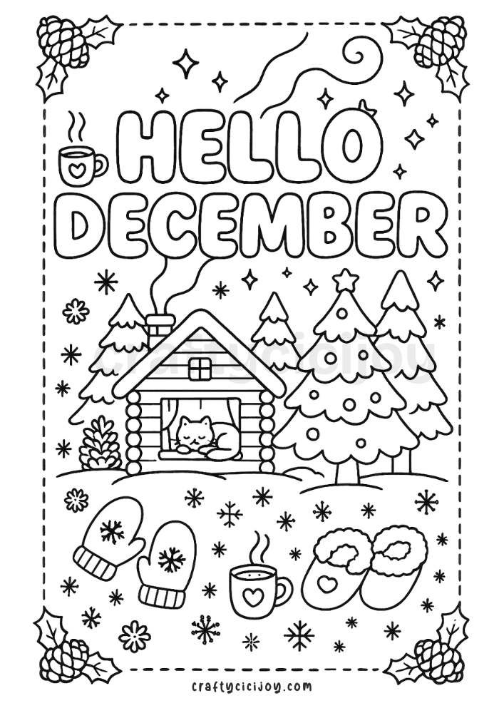 cute december coloring page
