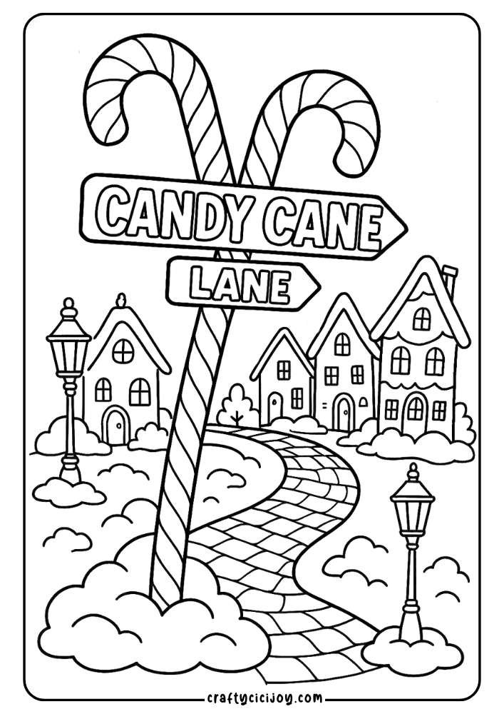 Candy Cane Coloring Pages 8
