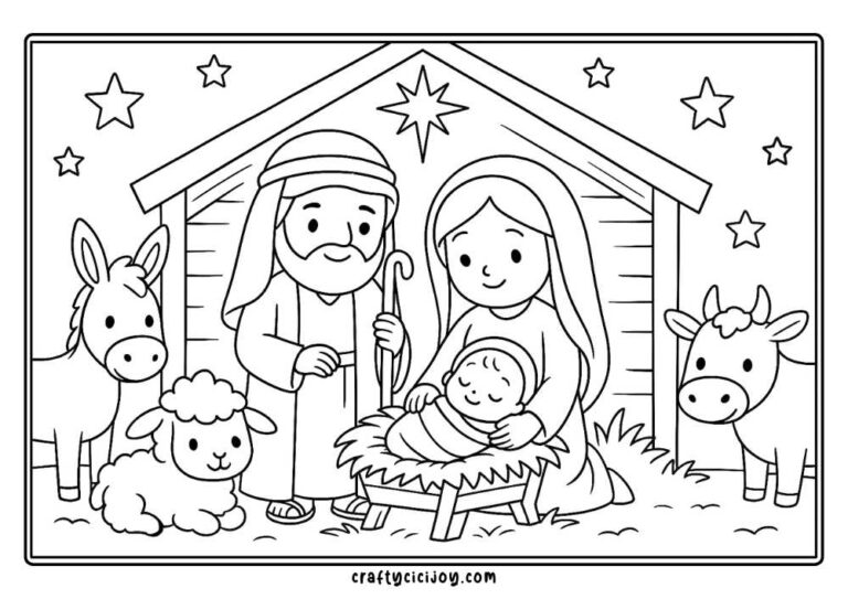 Nativity Coloring Pages (15 Free Printable PDFs)