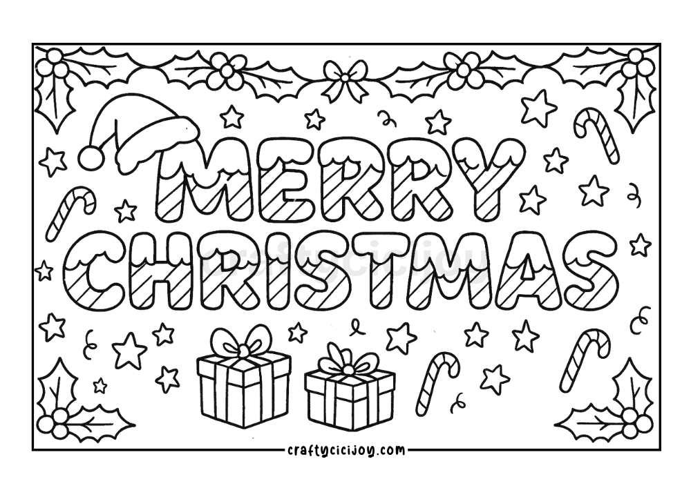 Christmas Coloring Sheets Landscape 6