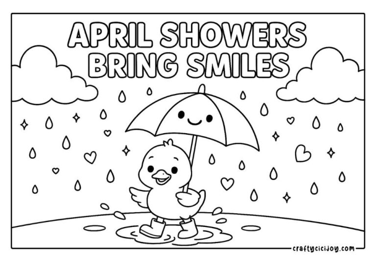 April Coloring Pages (10 Free Printable PDFs)