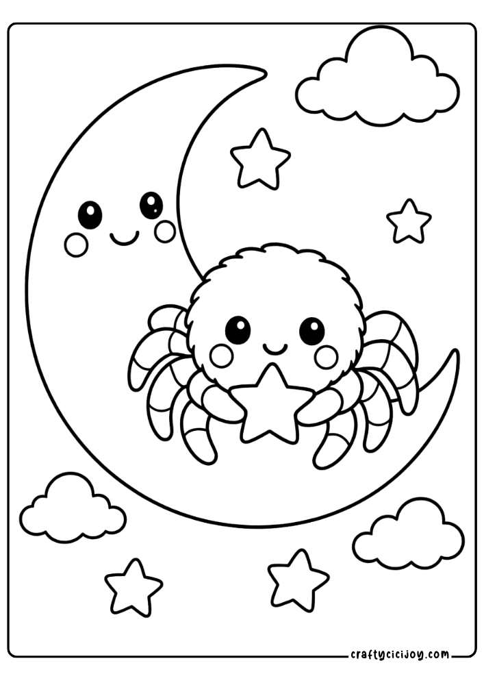 Cute Spider Coloring Page 4