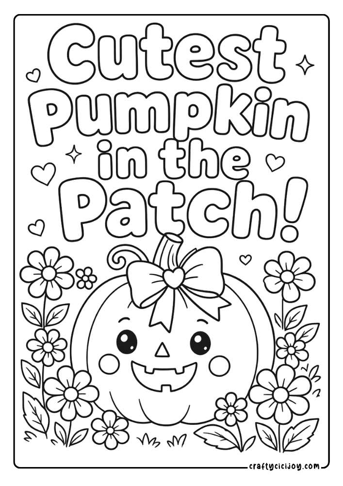 Cutest Pumpkin in the Patch quote coloring page