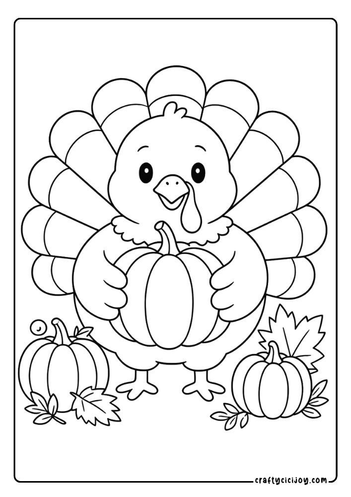 Cute Turkey Coloring Page 3