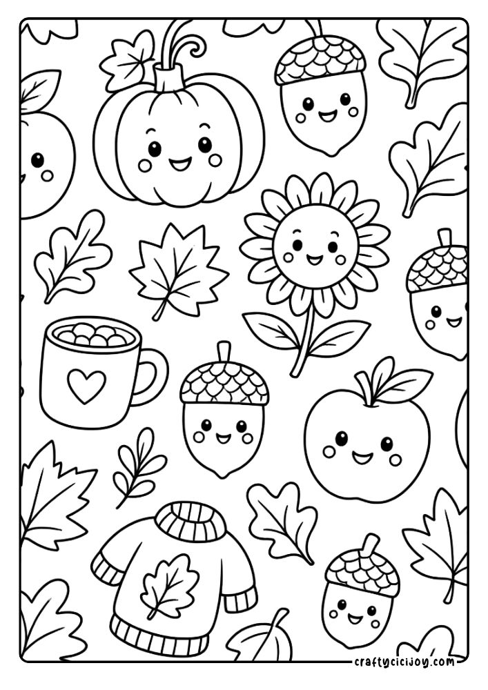 Fall Coloring Page for Kids 9