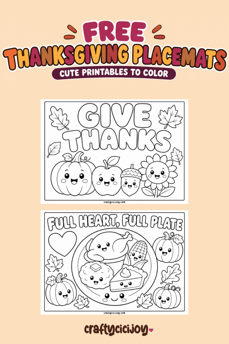 free printable Thanksgiving placemats to color for kids