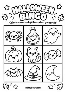 Halloween bingo activity sheet