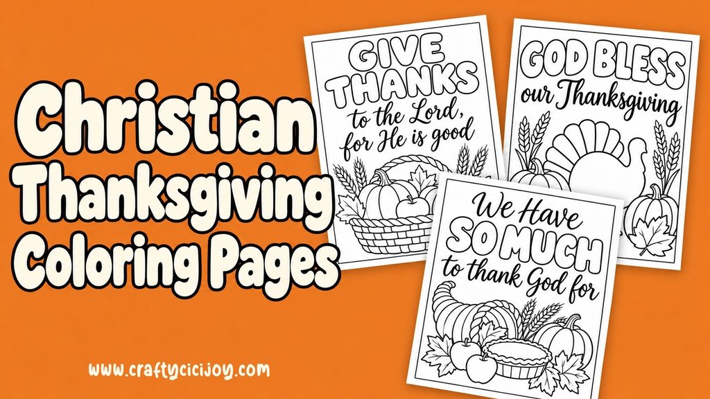 Free Christian Thanksgiving Coloring Pages (15 Printable PDFs) 1 Christian Thanksgiving coloring pages banner featuring three free printable faith-based designs