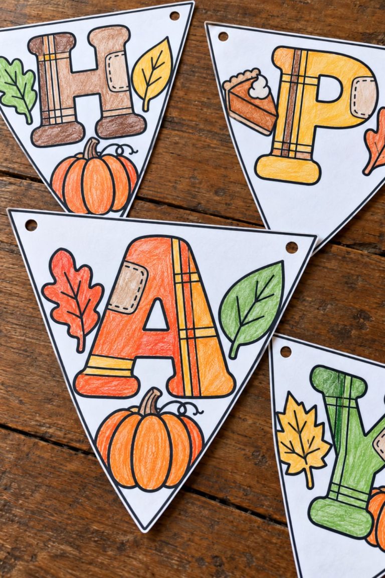 Free Printable Thanksgiving Banner to Color (A–Z & More!)