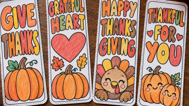 24 Free Printable Thanksgiving Bookmarks to Color