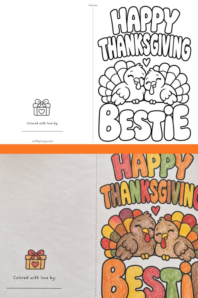 15 Free Printable Thanksgiving Cards to Color for Kids