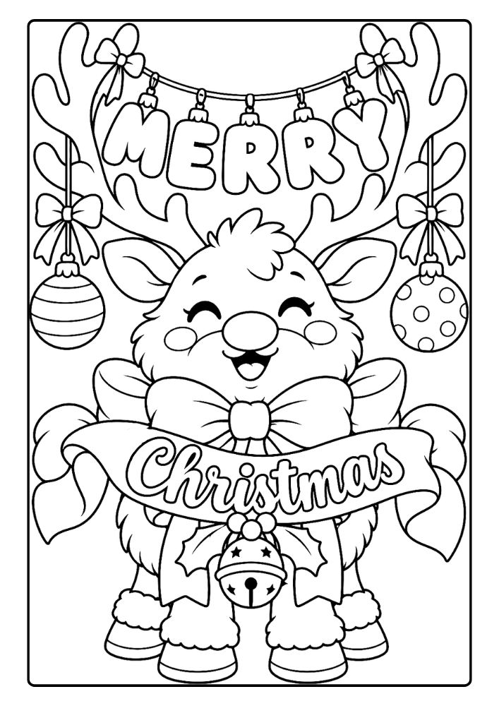 Reindeer Christmas Coloring Page